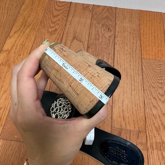 Coach Judith Patent Leather Cork Wedge Black Size 9.5 - Picture 8 of 11